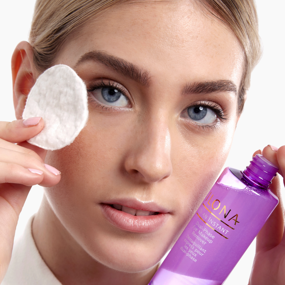 ILONA Beauty In an Instant Dual-Phase Eye Makeup Remover Single with Model