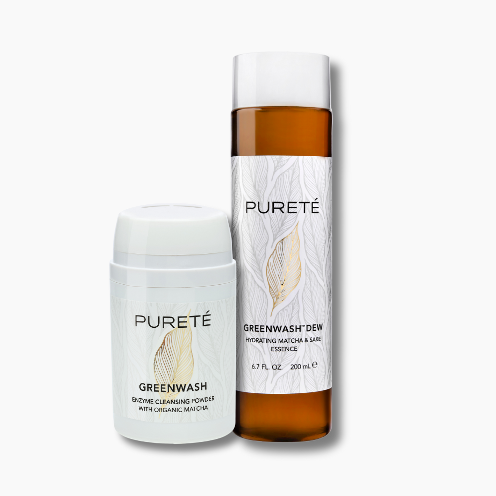 Pureté Greenwash Hydrating Set Enzyme Cleansing Powder + Hydrating Matcha &amp; Sake Essence