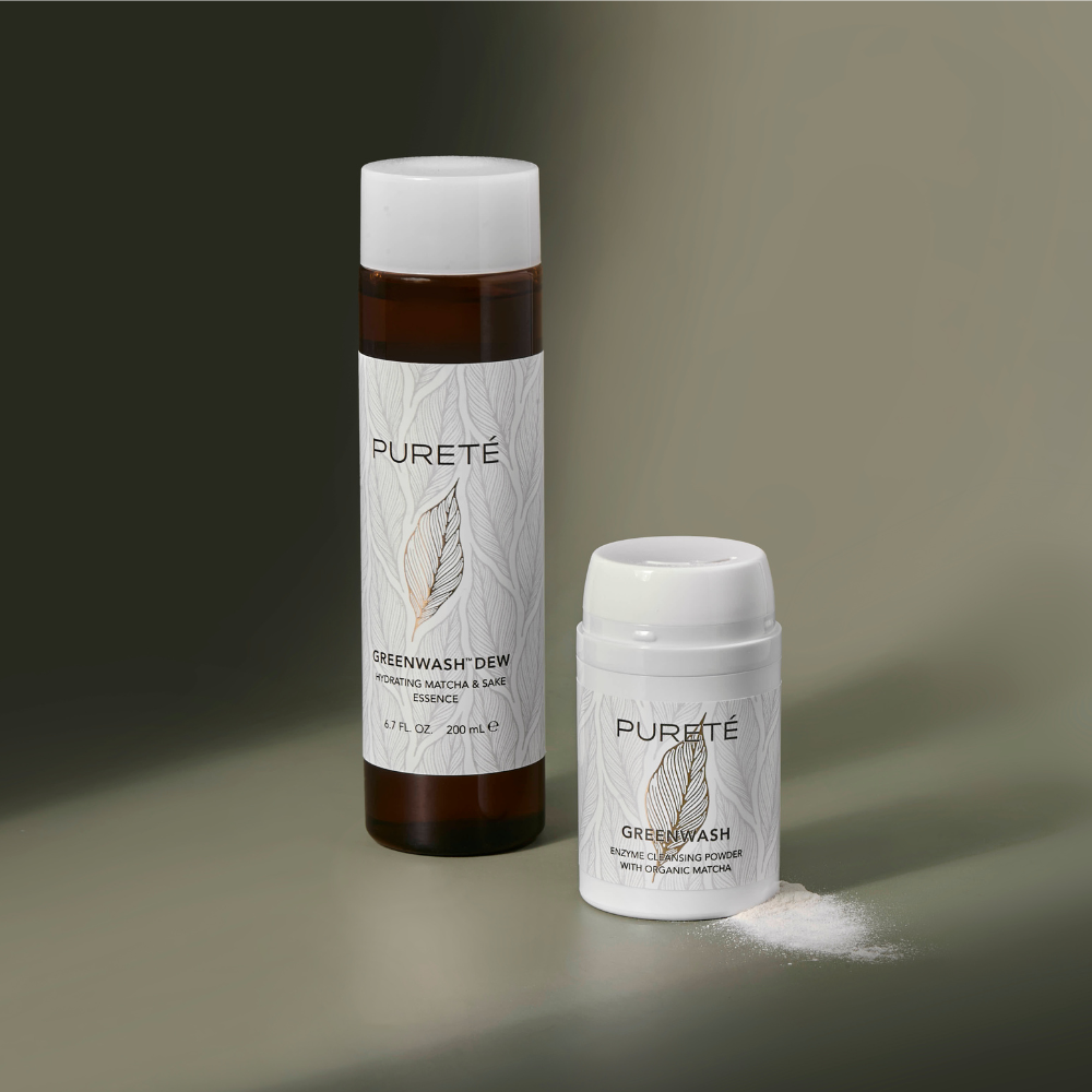 Pureté Greenwash Hydrating Set Enzyme Cleansing Powder + Hydrating Matcha &amp; Sake Essence