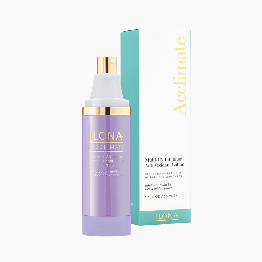 ILONA Beauty Acclimate Multi-UV Inhibitor Anti-Oxidant Lotion SPF 15 - For Normal-Dry Skin with Box